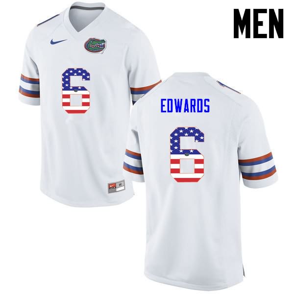 Men's NCAA Florida Gators Brian Edwards #6 Stitched Authentic USA Flag Fashion Nike White College Football Jersey MMS4265OT